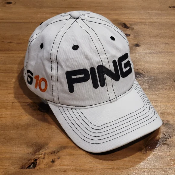 Ping G10 Hat Strap Back White Black Spell Out Golf Club Cotton Dad One Size - Picture 5 of 9